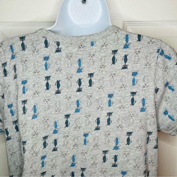Carina Gray Blue Cat Casual Cat Print Dress Daytime Comfy S - Picture 11 of 13